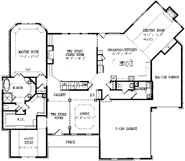 Southern Floor Plan - Main Floor Plan #54-166