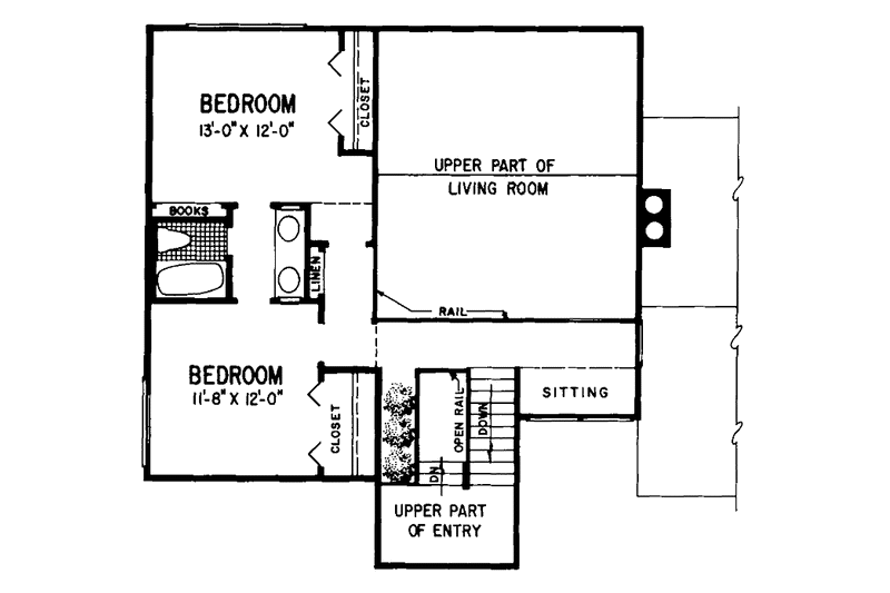 Dream House Plan - Floor Plan - Upper Floor for Contemporary House Plan #72-1063 - 3 bed, 2 bath