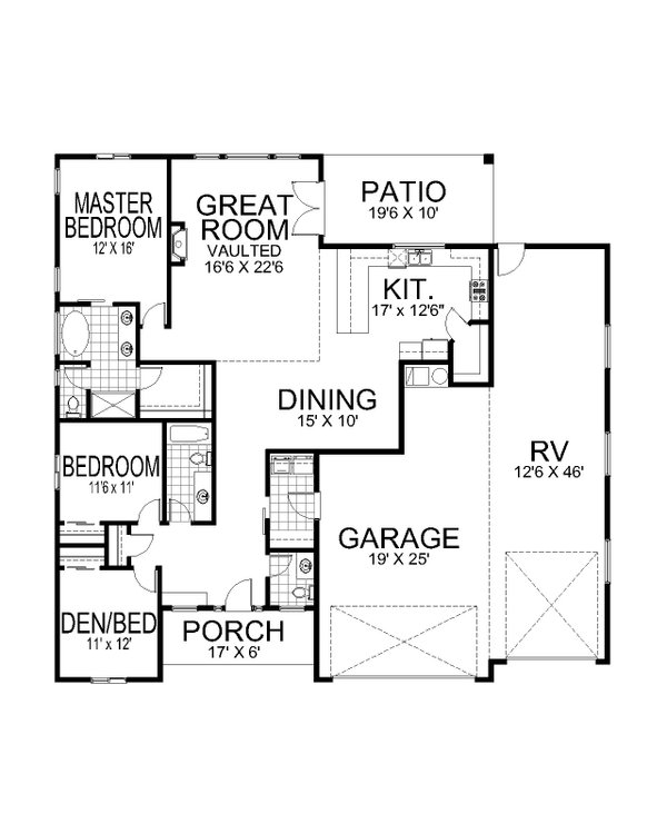 Dream House Plan - Floor Plan - Main Floor for Farmhouse House Plan #112-314 - 3 bed, 2.5 bath