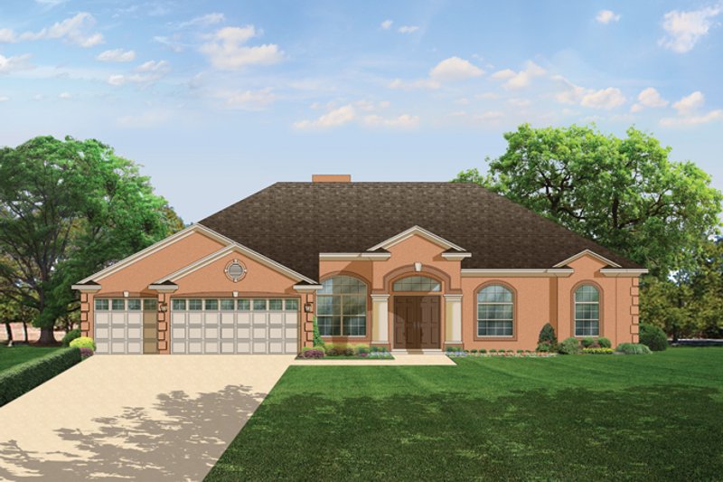 Home Plan - Exterior - Front Elevation 3 for Mediterranean House Plan #1058-44 - 4 bed, 3 bath