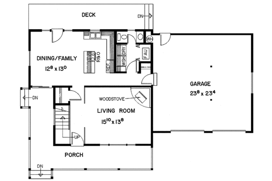 Floor Plan - Main Floor for Contemporary House Plan #60-822 - 3 bed, 2.5 bath
