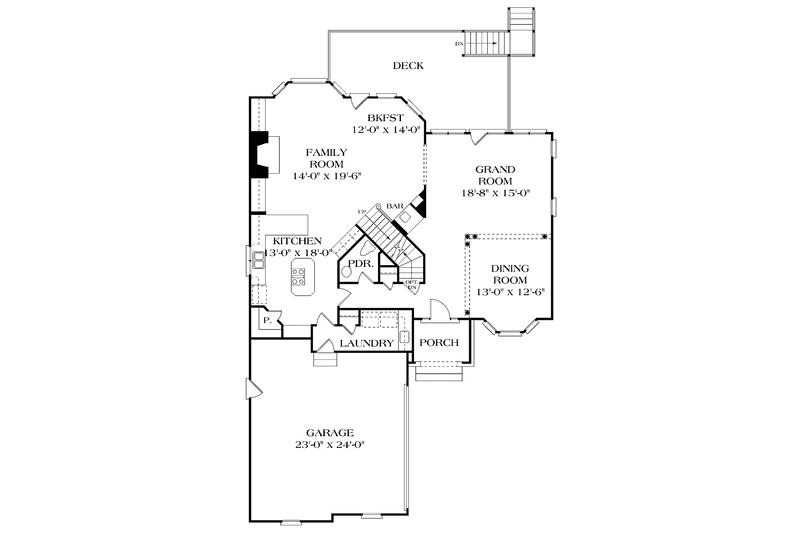 Home Plan - Floor Plan - Main Floor for Traditional House Plan #453-261 - 4 bed, 3.5 bath