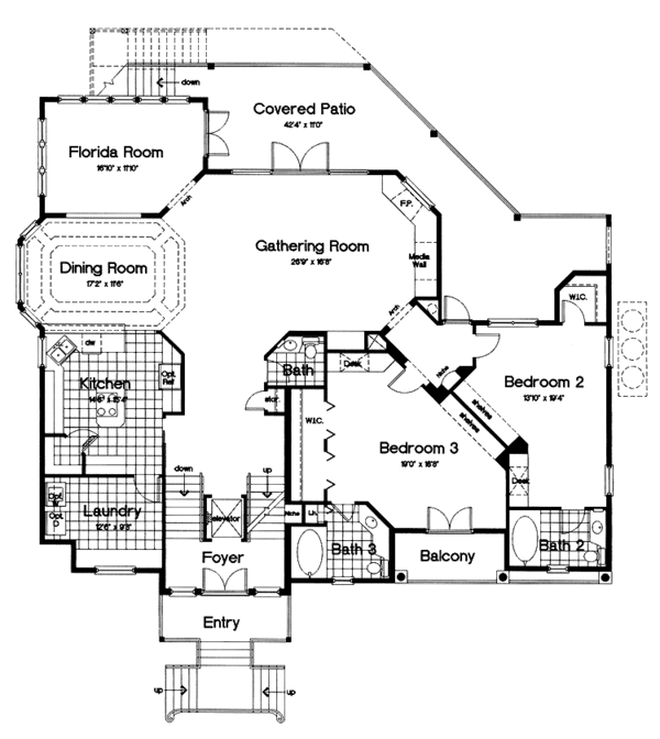 Architectural House Design - Mediterranean Floor Plan - Main Floor Plan #417-733