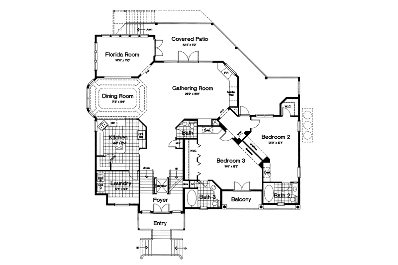 Home Plan - Floor Plan - Main Floor for Mediterranean House Plan #417-733 - 4 bed, 4.5 bath