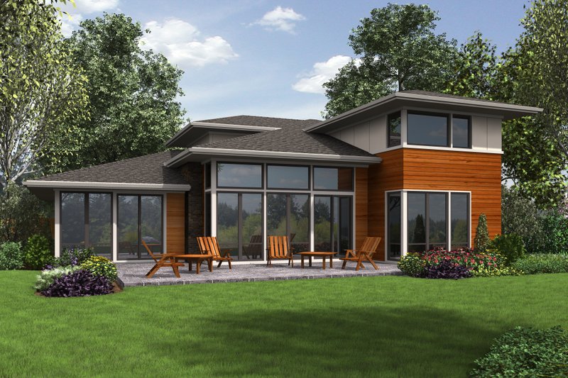Home Plan - Exterior - Rear Elevation for Contemporary House Plan #48-675 - 4 bed, 3 bath