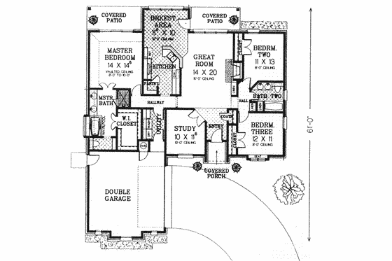 Floor Plan - Main Floor for European House Plan #310-577 - 3 bed, 2 bath
