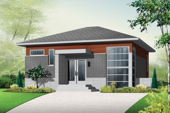 Exterior - Front Elevation 3 for Contemporary House Plan #23-2537 - 3 bed, 1.5 bath