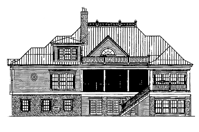Home Plan - Exterior - Rear Elevation for Country House Plan #37-267 - 5 bed, 4 bath