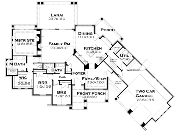 House Design - Craftsman Floor Plan - Main Floor Plan #120-246