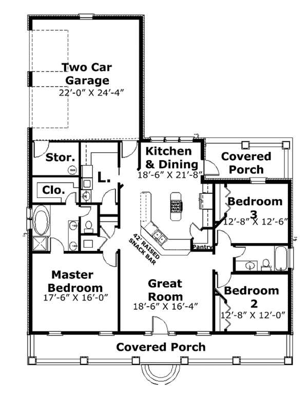 Architectural House Design - Country Floor Plan - Main Floor Plan #44-209