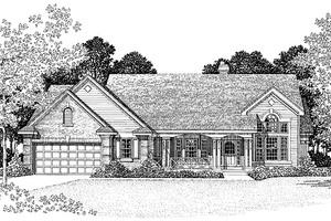 House Blueprint - Exterior - Front Elevation for Country House Plan #72-1001 - 2 bed, 2.5 bath