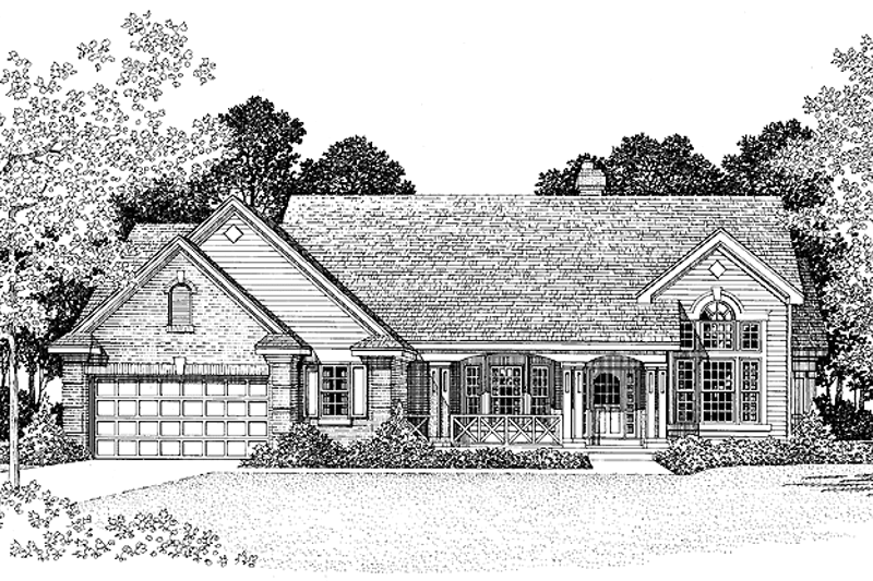 Home Plan - Country Exterior - Front Elevation Plan #72-1001