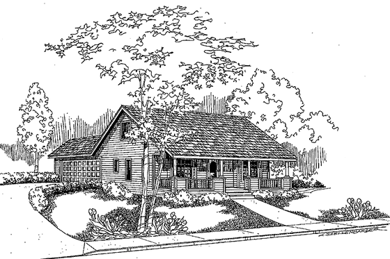 Exterior - Front Elevation 3 for Country House Plan #60-718 - 3 bed, 2 bath