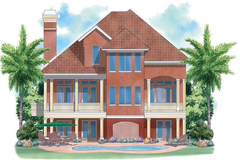 Home Plan - Exterior - Rear Elevation for Mediterranean House Plan #930-127 - 3 bed, 2.5 bath