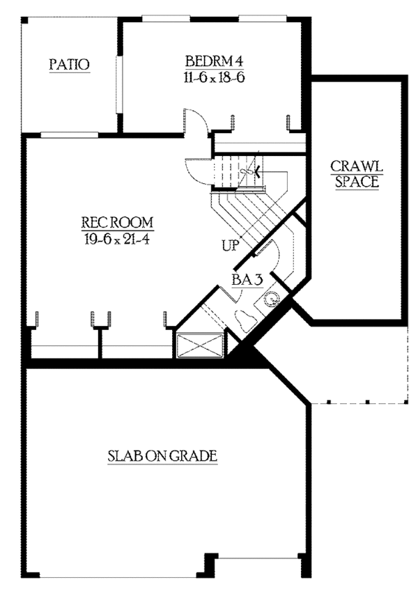 Architectural House Design - Craftsman Floor Plan - Lower Floor Plan #132-361