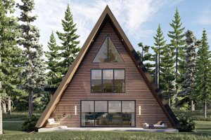 Exterior - Rear Elevation for Cabin House Plan #455-297 - 2 bed, 2 bath