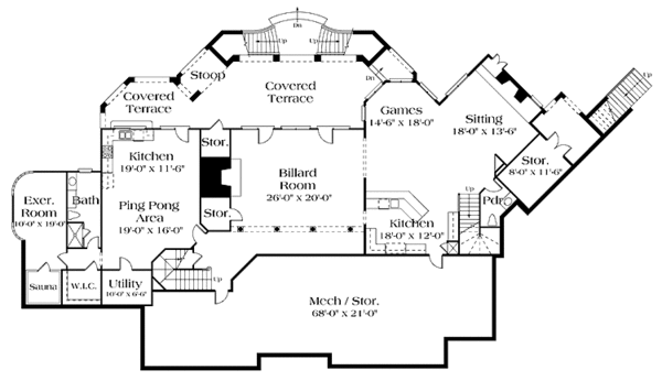 Home Plan - Classical Floor Plan - Lower Floor Plan #453-203
