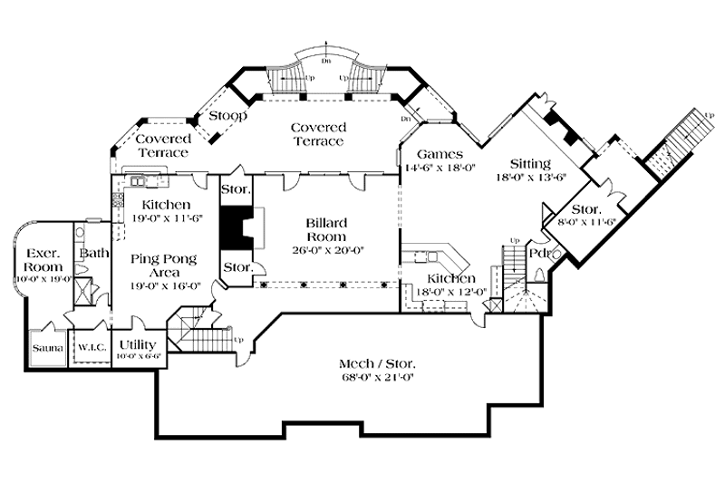 House Blueprint - Floor Plan - Lower Floor for Classical House Plan #453-203 - 4 bed, 5 bath