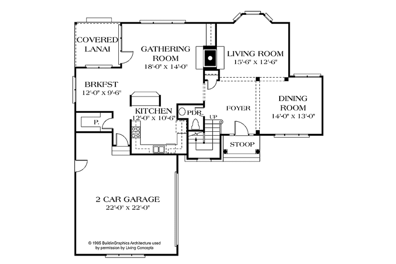 House Blueprint - Floor Plan - Main Floor for Mediterranean House Plan #453-432 - 3 bed, 2.5 bath