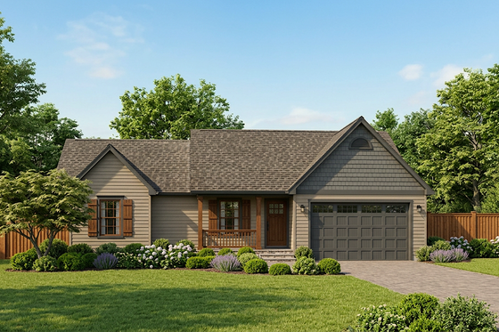 Exterior - Front Elevation for Country House Plan #30-126 - 3 bed, 2 bath