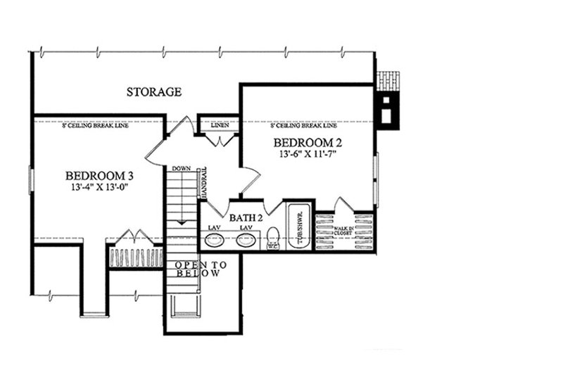 House Blueprint - Floor Plan - Upper Floor for Traditional House Plan #137-263 - 3 bed, 2.5 bath