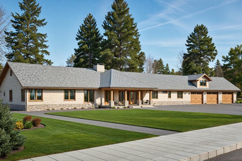 House Blueprint - Exterior - Front Elevation 2 for Ranch House Plan #117-433 - 4 bed, 2.5 bath