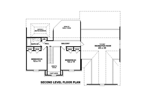 Floor Plan - Upper Floor for European House Plan #81-1444 - 3 bed, 2.5 bath