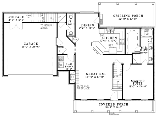 Architectural House Design - Country Floor Plan - Main Floor Plan #17-2759