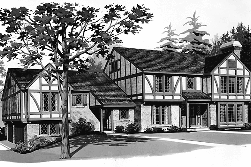 Architectural House Design - Tudor Exterior - Front Elevation Plan #72-726