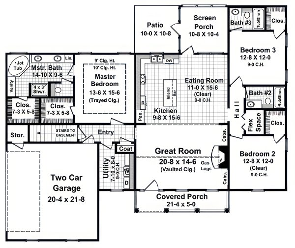House Blueprint - Country Floor Plan - Main Floor Plan #21-622