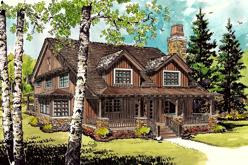 Cabin Style House Plan - 3 Beds 2 Baths 1825 Sq/Ft Plan #942-33