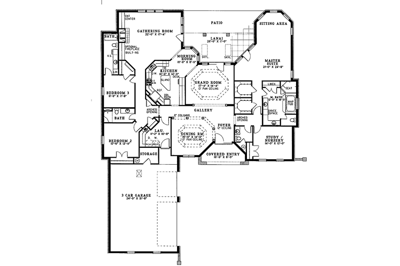 Dream House Plan - Floor Plan - Main Floor for European House Plan #17-3033 - 4 bed, 3.5 bath