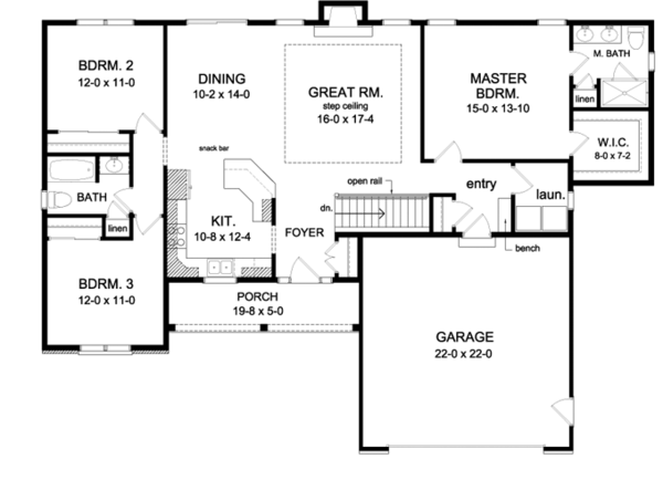 Architectural House Design - Ranch Floor Plan - Main Floor Plan #1010-70