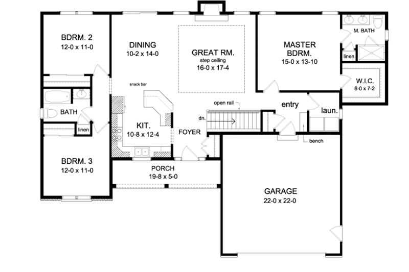 Home Plan - Floor Plan - Main Floor for Ranch House Plan #1010-70 - 3 bed, 2 bath