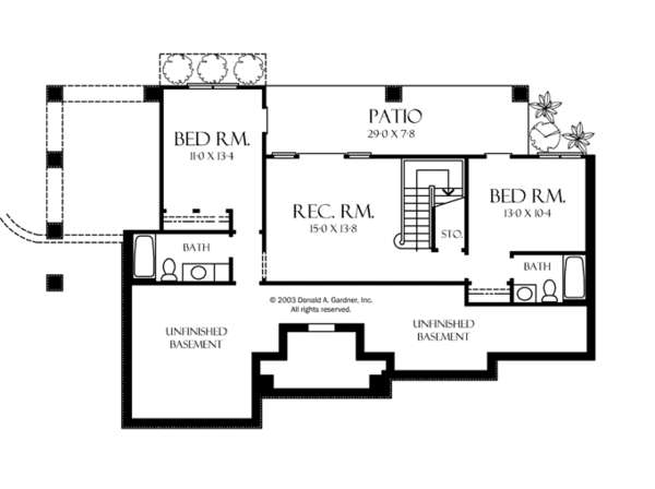 European Floor Plan - Lower Floor Plan #929-891