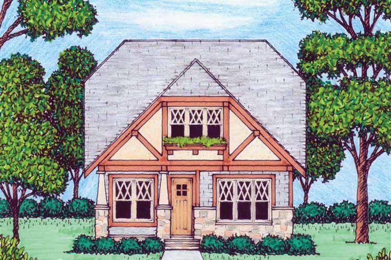 Home Plan - Exterior - Front Elevation 3 for Tudor House Plan #413-906 - 4 bed, 3.5 bath