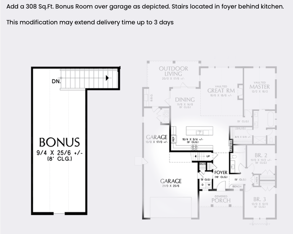 Home Plan - Optional Bonus Room 