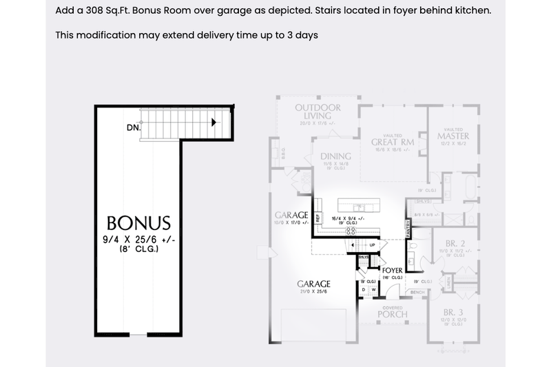 Home Plan - Optional Bonus Room 