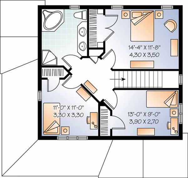 Architectural House Design - Country Floor Plan - Upper Floor Plan #23-2464