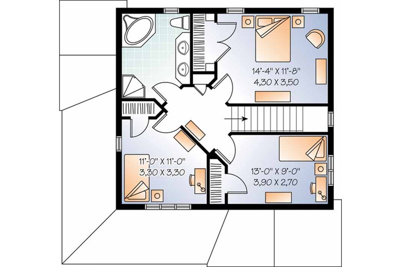 Architectural House Design - Floor Plan - Upper Floor for Country House Plan #23-2464 - 3 bed, 2 bath