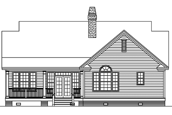 Exterior - Rear Elevation for Ranch House Plan #929-629 - 3 bed, 2 bath