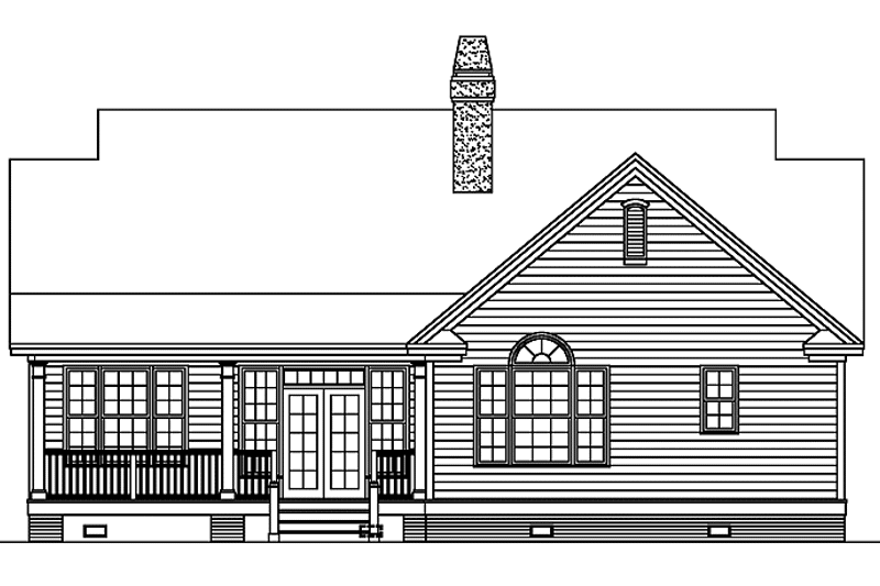 Architectural House Design - Exterior - Rear Elevation for Ranch House Plan #929-629 - 3 bed, 2 bath