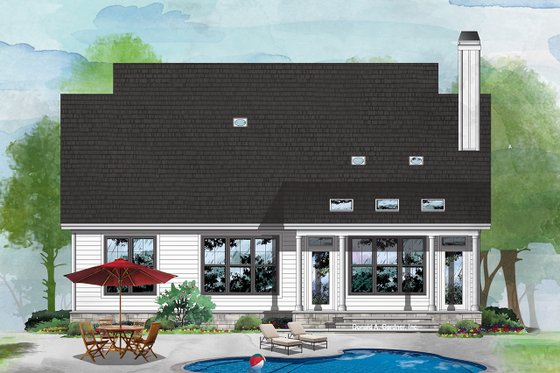Exterior - Rear Elevation for Cottage House Plan #929-1092 - 2 bed, 2.5 bath