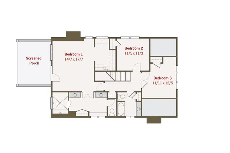 Architectural House Design - Floor Plan - Upper Floor for Craftsman House Plan #461-36 - 4 bed, 3 bath