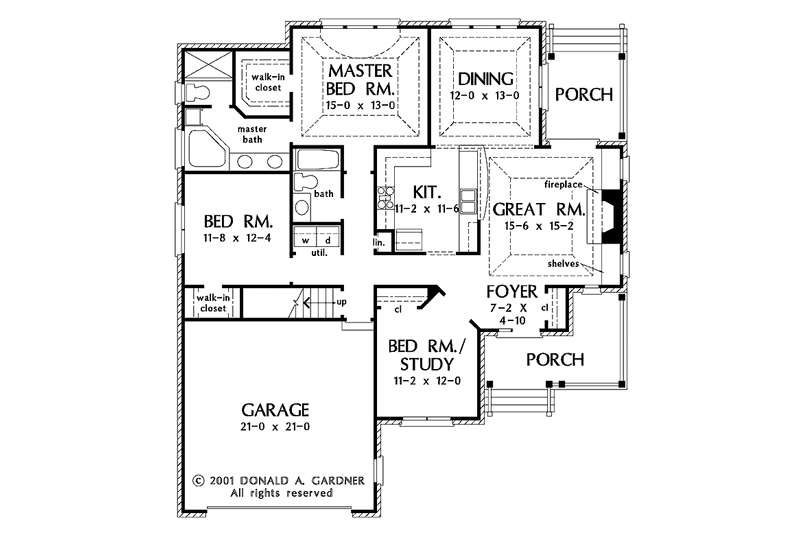 Home Plan - Floor Plan - Main Floor for Colonial House Plan #929-614 - 3 bed, 2 bath