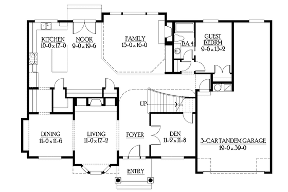 Floor Plan - Main Floor for Craftsman House Plan #132-461 - 5 bed, 4 bath