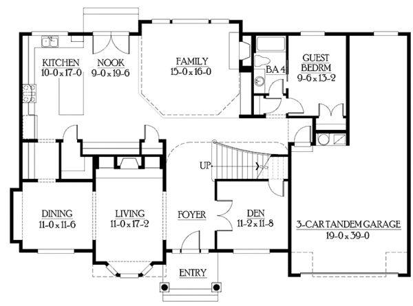 House Plan Design - Craftsman Floor Plan - Main Floor Plan #132-461