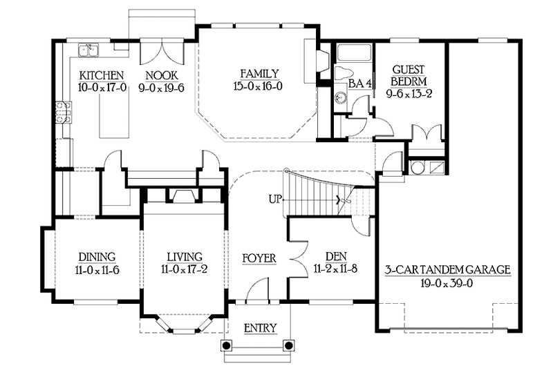 Architectural House Design - Floor Plan - Main Floor for Craftsman House Plan #132-461 - 5 bed, 4 bath