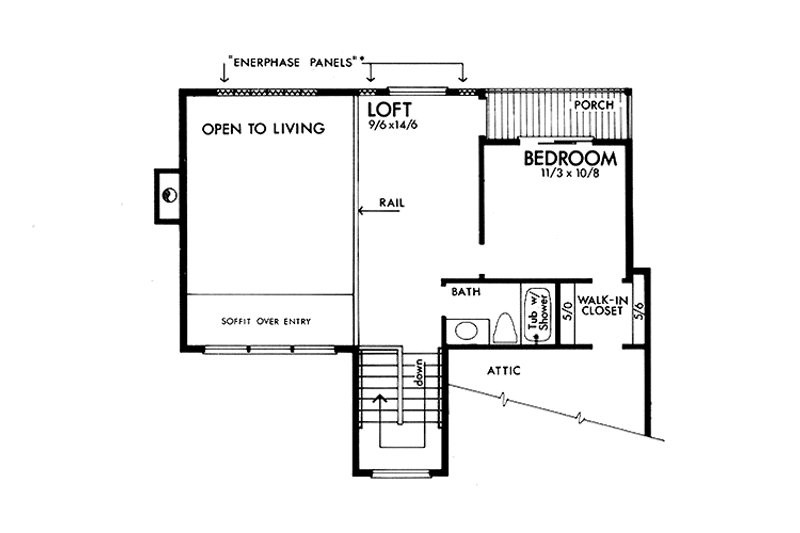 Home Plan - Floor Plan - Upper Floor for Prairie House Plan #320-1253 - 2 bed, 2 bath