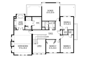 Floor Plan - Upper Floor for Craftsman House Plan #132-334 - 4 bed, 2.5 bath